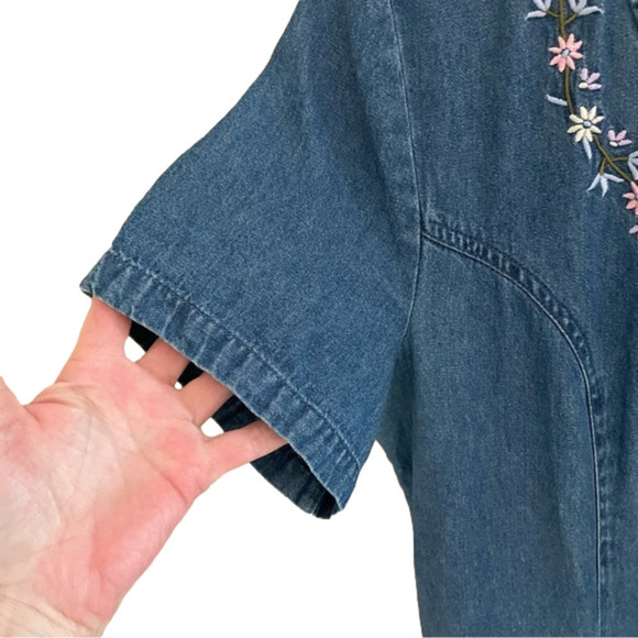 Women's Blue Denim Maxi Dress - Picture 6 of 11